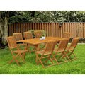 East West Furniture 9 Piece Denison Patio Table Set - Natural Oil DECM9CWNA